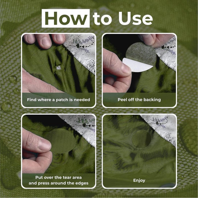 aZengear Repair Patches (30+ Colors) for Down Jackets, Puffers, Tents, Shoes, Sleeping Bags - Stick On, Waterproof, Tear-Cold-Heat-Resistant Nylon Polyester Fabric (11 Pcs, Olive) - Image 2